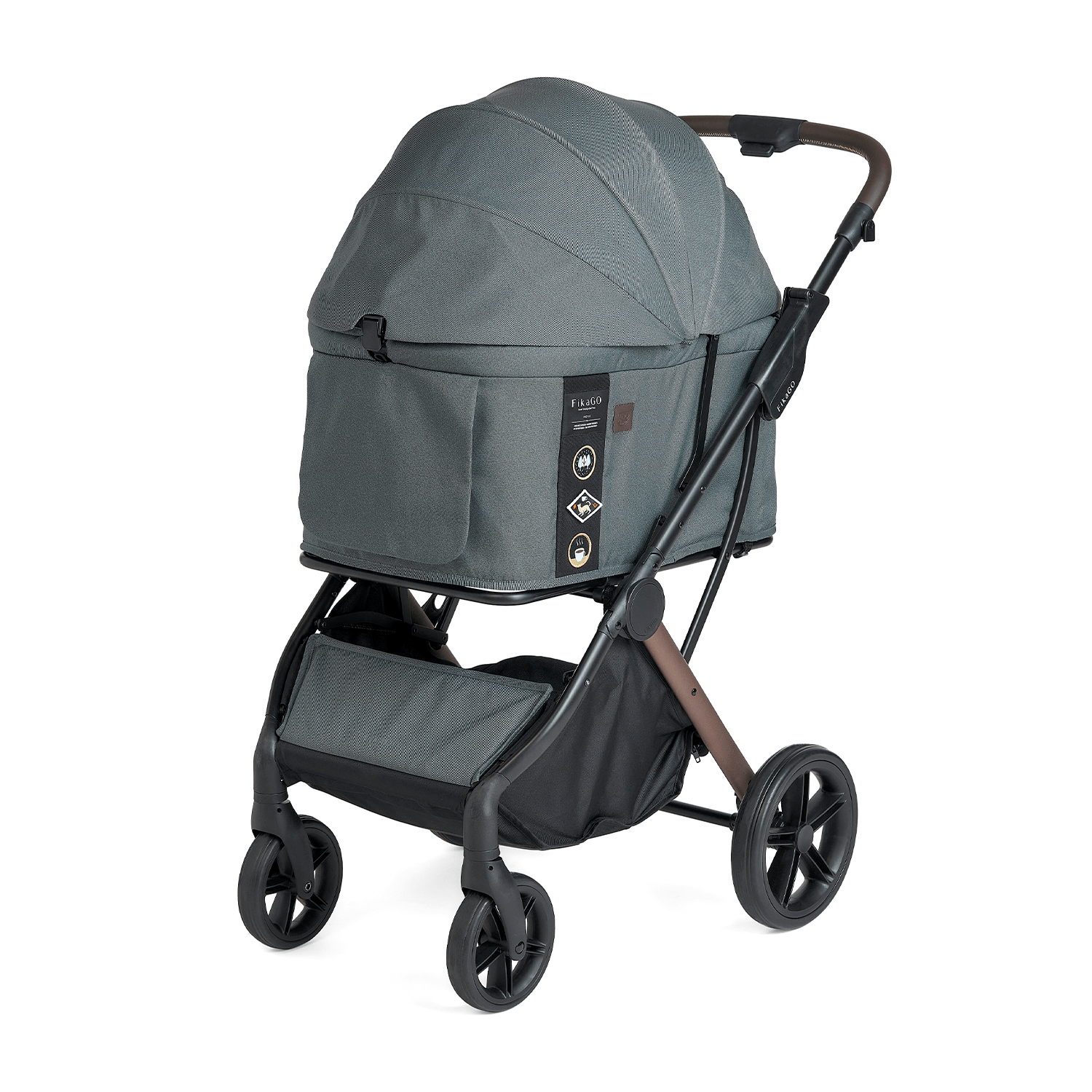 FikaGO AGILE 2 pet stroller in three-quarter view in vintage green