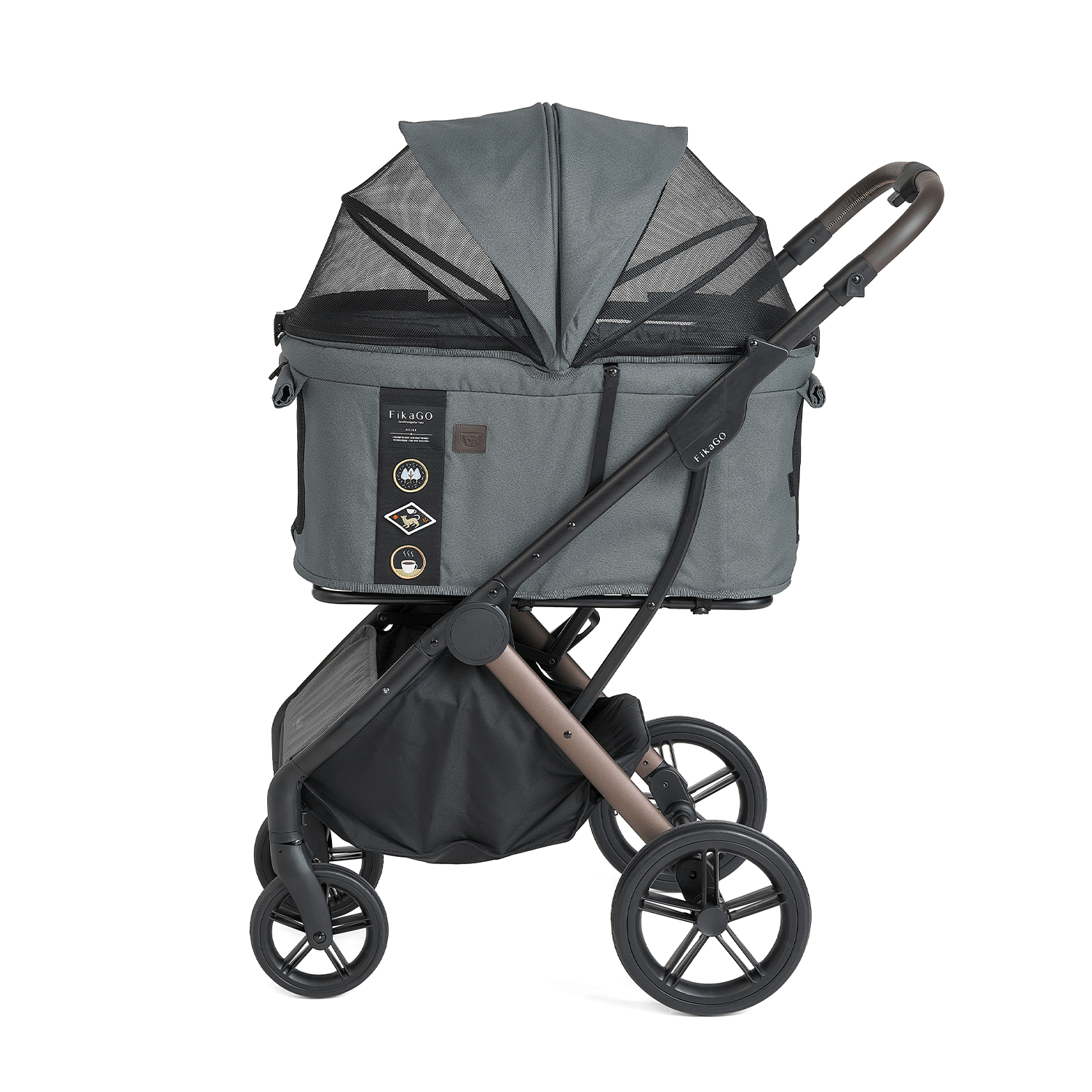 FikaGO AGILE 2 pet stroller with breathable mesh window in front view in vintage green