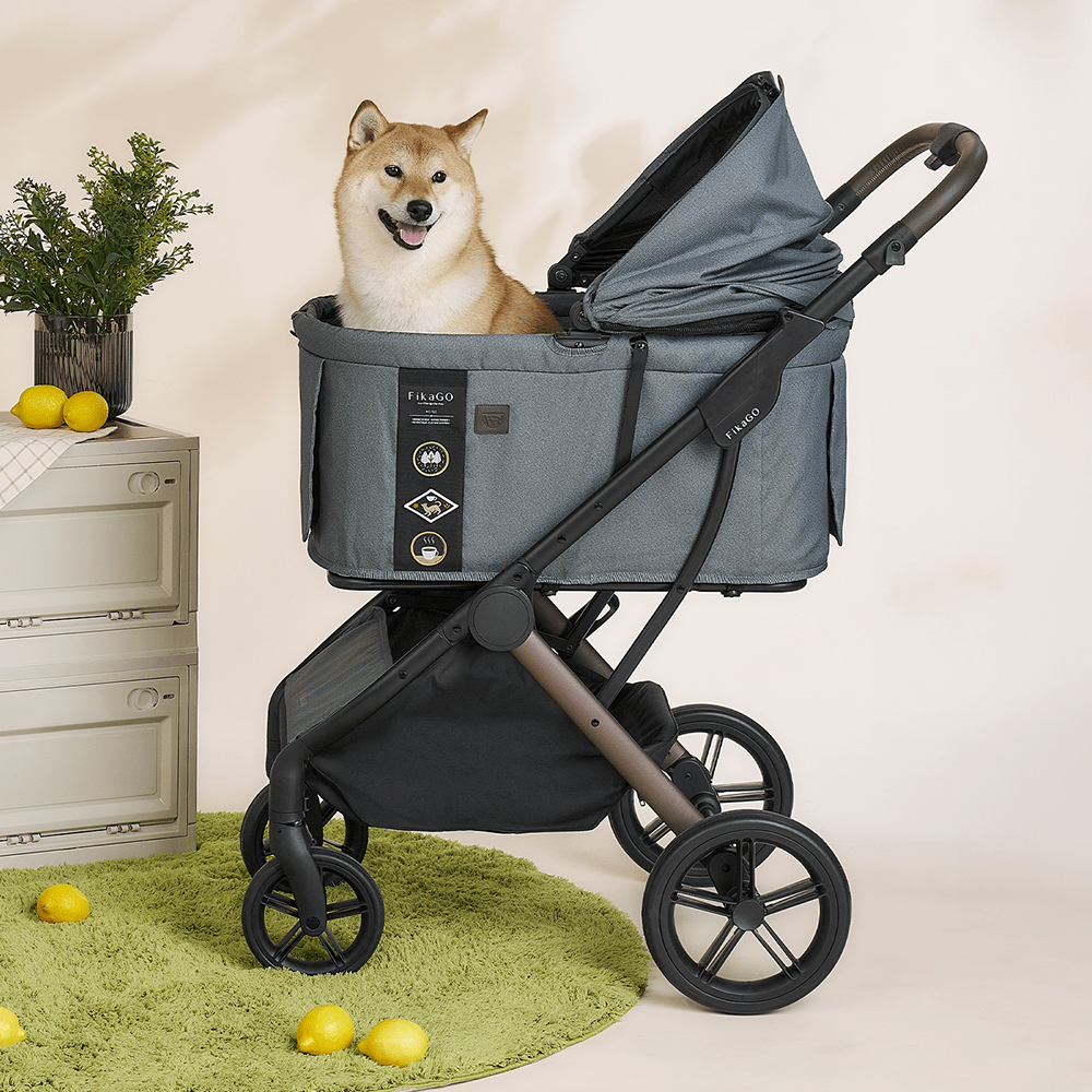 FikaGO AGILE 2 pet stroller with shiba inu dog in vintage_green