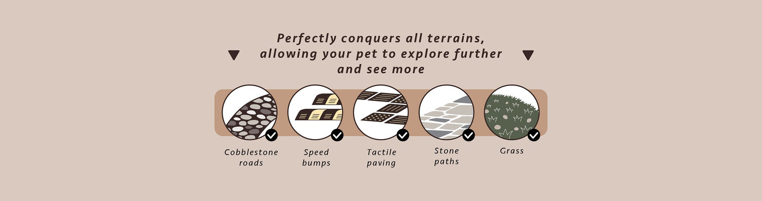 The wheel of FikaGO FREE TO GO 2 pet stroller can conquers all terrains