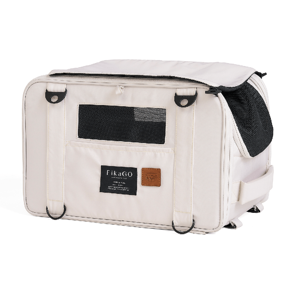FikaGO TRUFFLE PLUS pet carrier three-quarter view in cream cloud