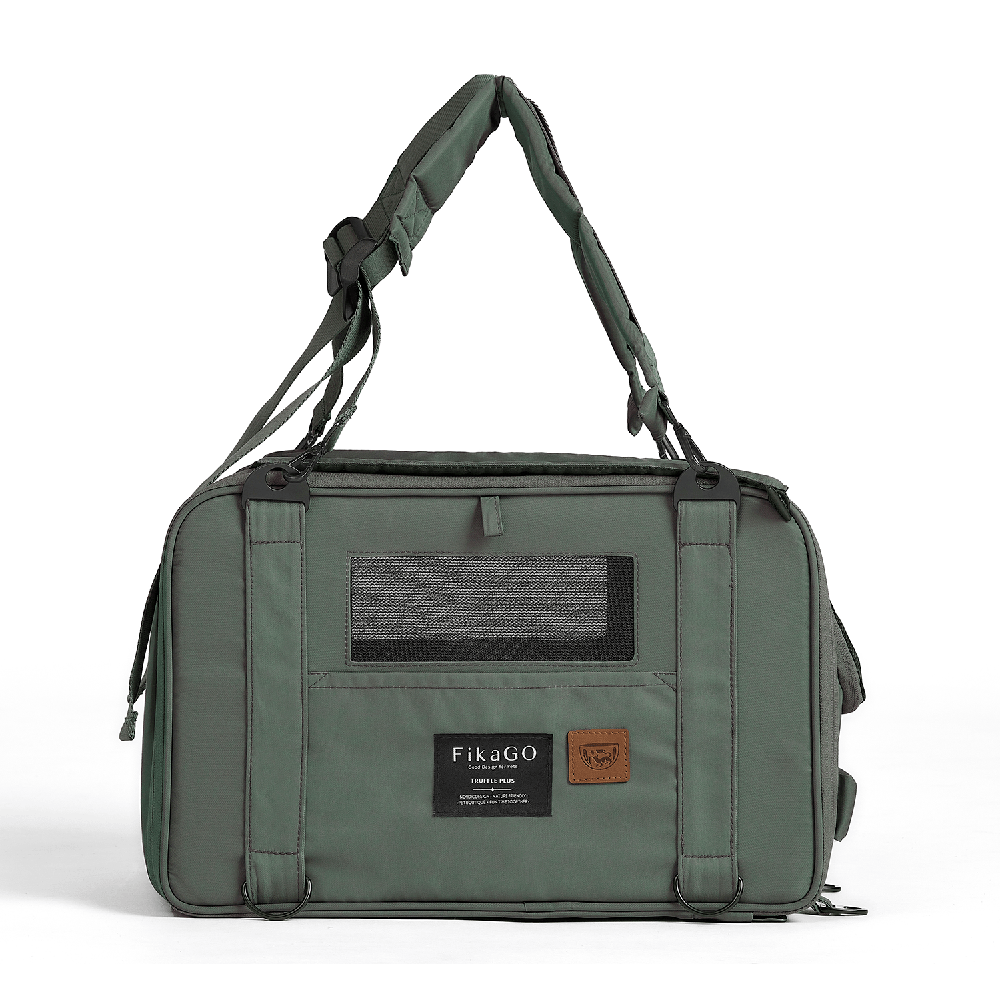FikaGO TRUFFLE PLUS pet carrier front view in vintage green