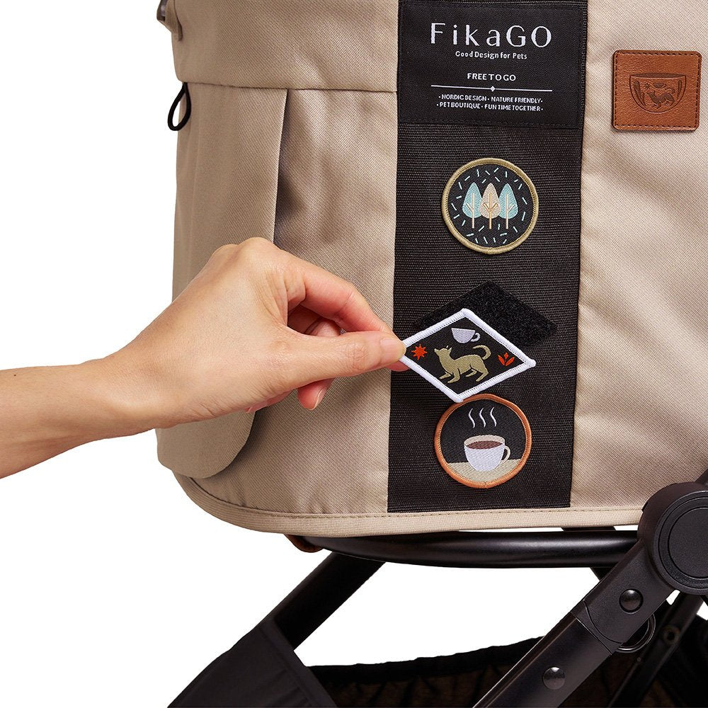 FikaGO FREE TO GO 2 pet stroller with custom embroidered patch