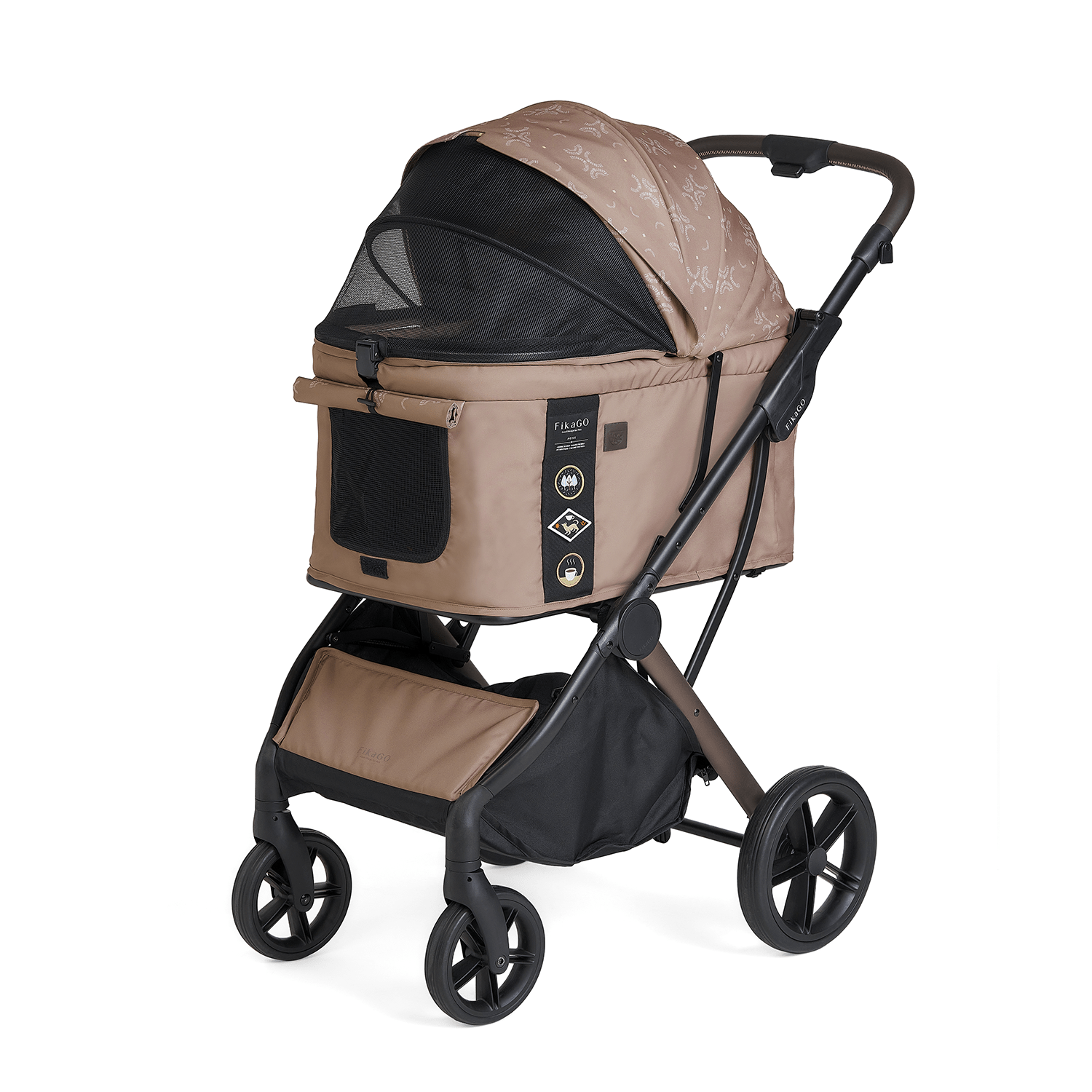 FikaGO AGILE 2 pet stroller with breathable mesh window in three-quarter view in bridge bond