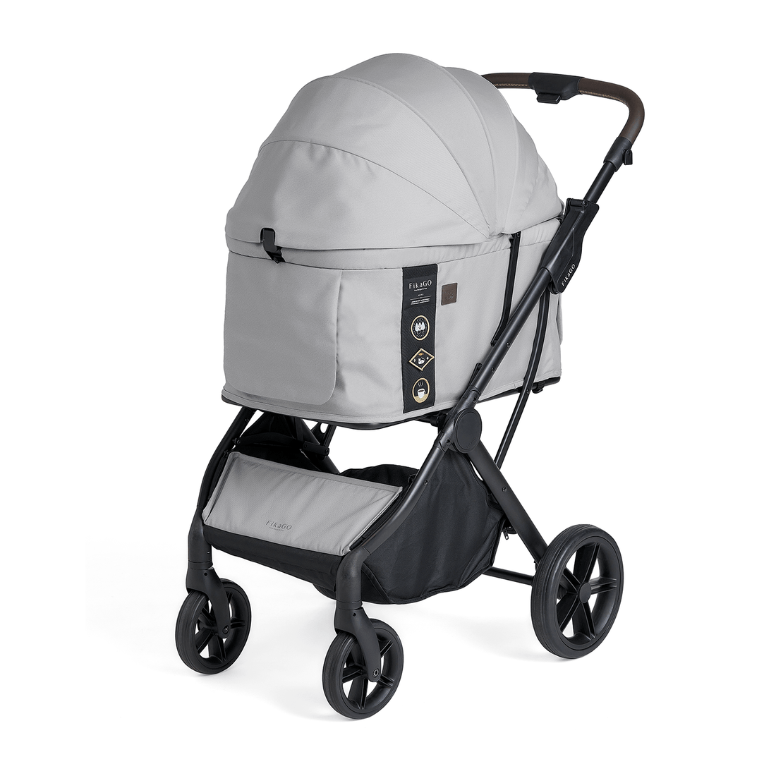 FikaGO AGILE 2 pet stroller in three-quarter view soft grey