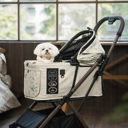 FikaGO FREE TO GO 2 pet stroller with a maltese in blossom grove