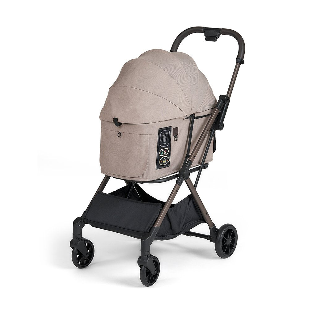 FikaGO FREE TO GO 2 pet stroller with  in three-quarter view sandy beige