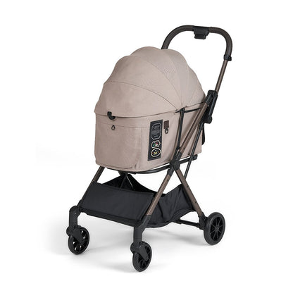 FikaGO FREE TO GO 2 pet stroller with  in three-quarter view sandy beige