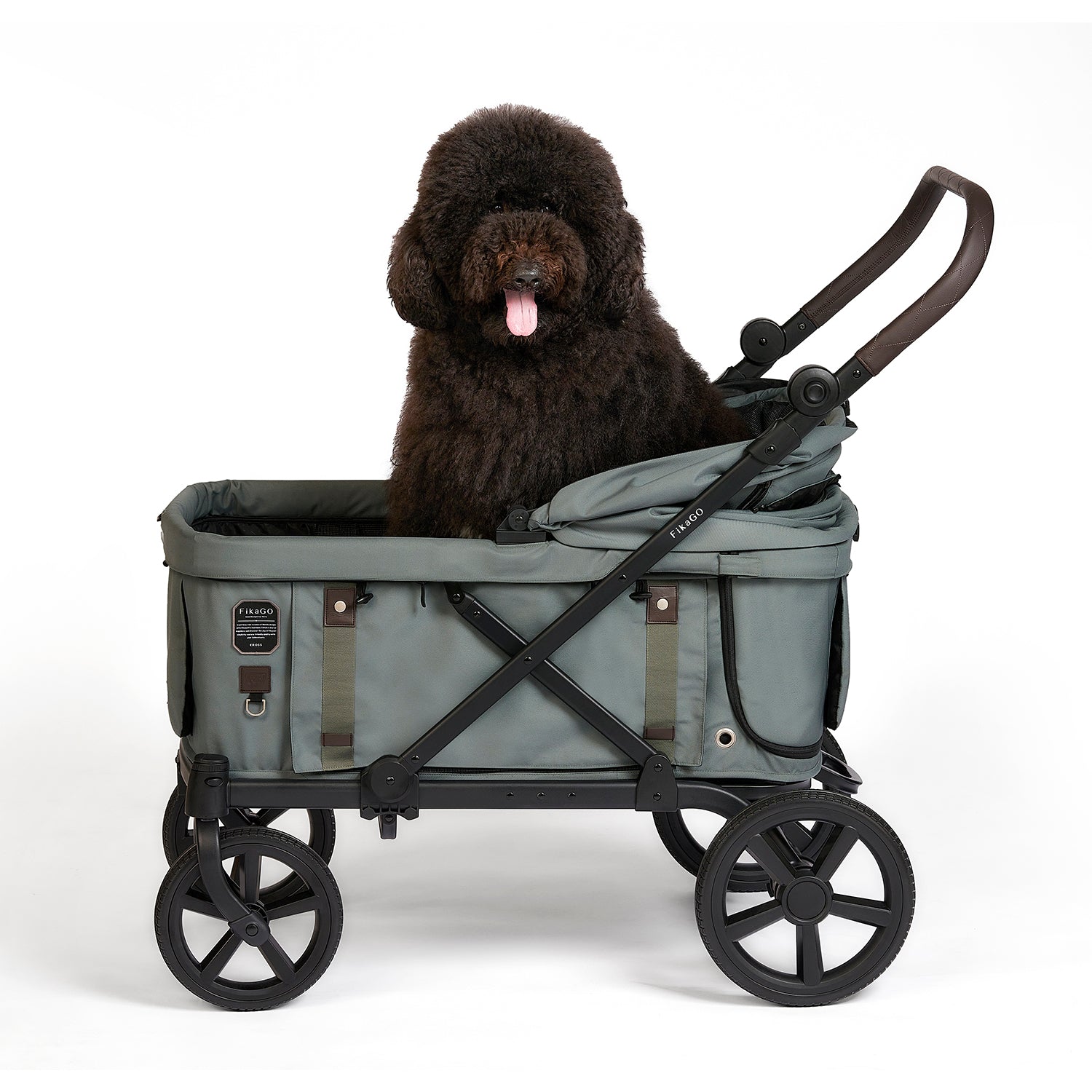 green dog stroller FikaGo - KROSS Green