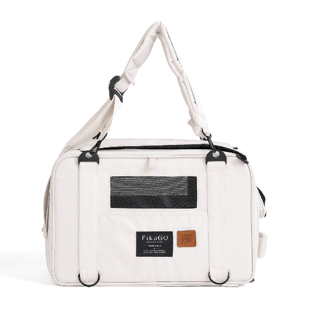 FikaGO TRUFFLE PLUS pet carrier front view in cream cloud